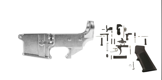 Picture of AR-15 80% Lower Build Kit featuring US Tactical's 80% Lower + KAK Industries Complete Mil-Spec Lower Parts Kit (LPK)